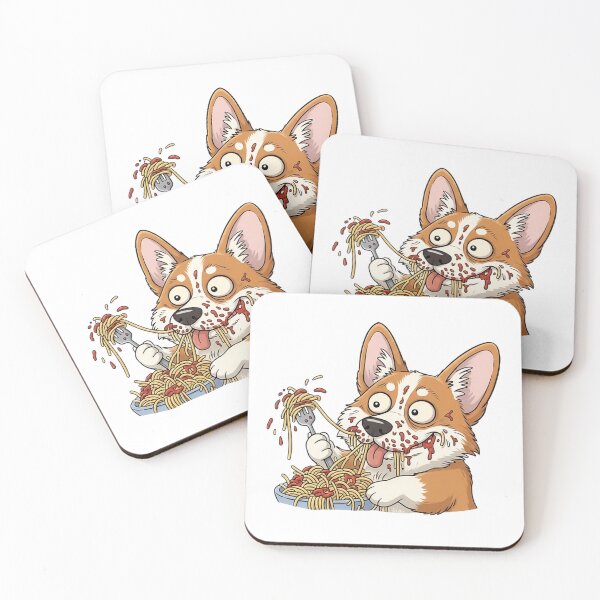 Item preview, Funny Corgi Eating Spaghetti designed and sold by Lovely Elen.