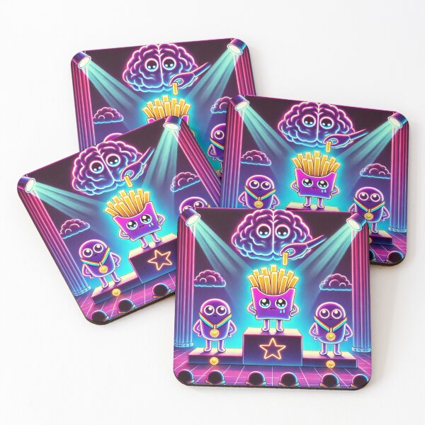 Item preview, Even When You Win – Neon Fries & The “Never Enough” Brain designed and sold by ComedyInkFactor.