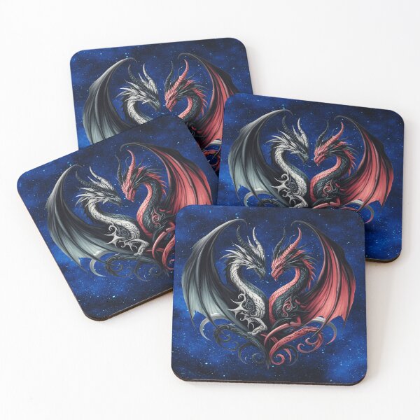 Item preview, Twin Dragonheart — Enchanted Double Dragon of Shadow & Flame designed and sold by MysticOzzy.