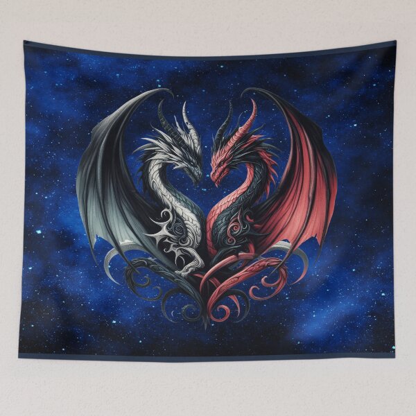 Item preview, Twin Dragonheart — Enchanted Double Dragon of Shadow & Flame designed and sold by MysticOzzy.