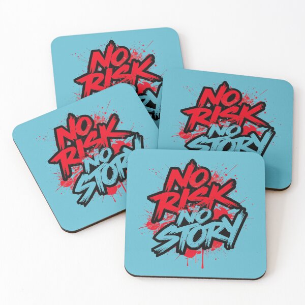 Item preview, No Risk No Story - Bold Red & White Distressed Street Art Typography designed and sold by PACS0011.