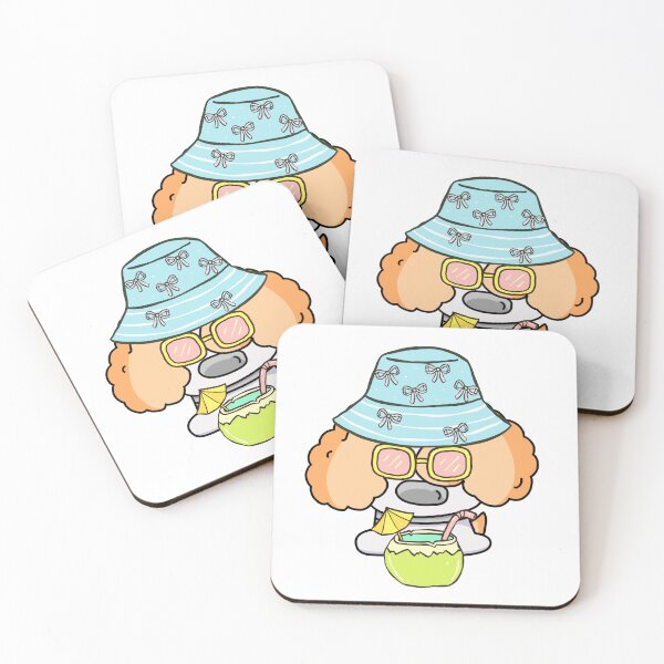 Item preview, Cute Summer Dog in Bucket Hat with Coconut Drink designed and sold by ChathuStrokes.