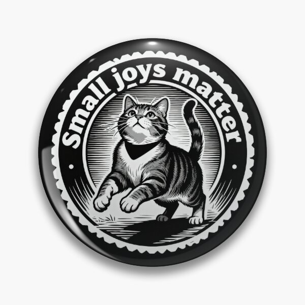 Item preview, Small Joys Matter Cat – Minimalist Black and White Engraved Design designed and sold by CatVibesStudio.