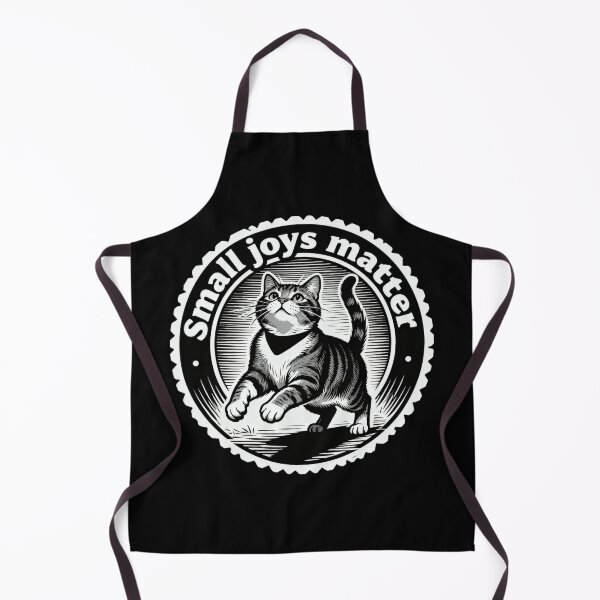 Item preview, Small Joys Matter Cat – Minimalist Black and White Engraved Design designed and sold by CatVibesStudio.