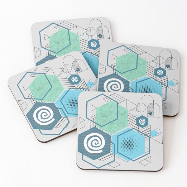 Item preview, Minimalist Sacred Geometry - Teal And Navy Abstract Spiral designed and sold by PavlosKyklos.