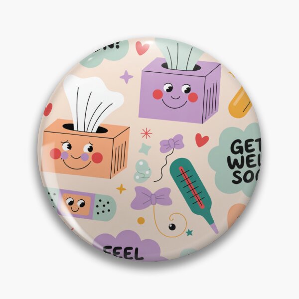Item preview, Cute Get Well Soon Pattern - Smiling Tissues, Bandages & Happy Hearts designed and sold by Midnight Veil Designs.