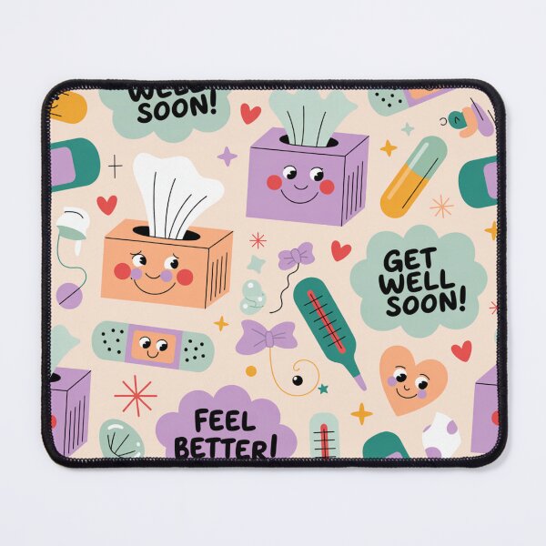 Item preview, Cute Get Well Soon Pattern - Smiling Tissues, Bandages & Happy Hearts designed and sold by Midnight Veil Designs.