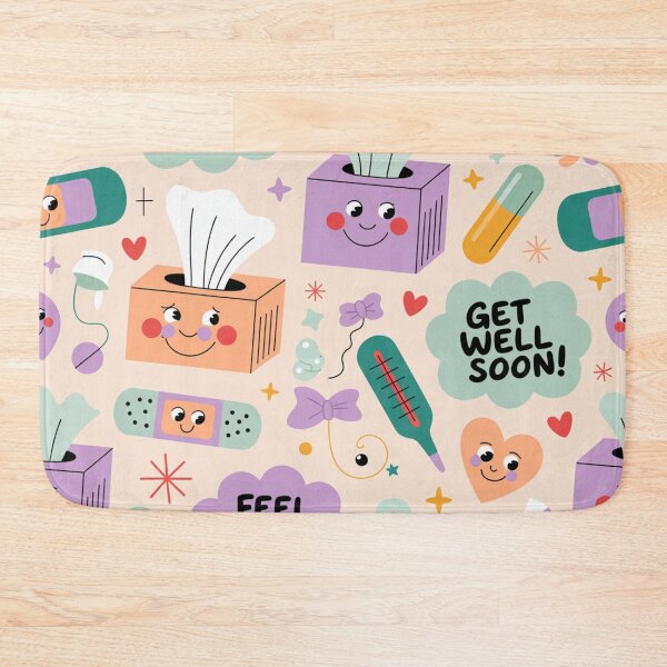 Item preview, Cute Get Well Soon Pattern - Smiling Tissues, Bandages & Happy Hearts designed and sold by Midnight Veil Designs.