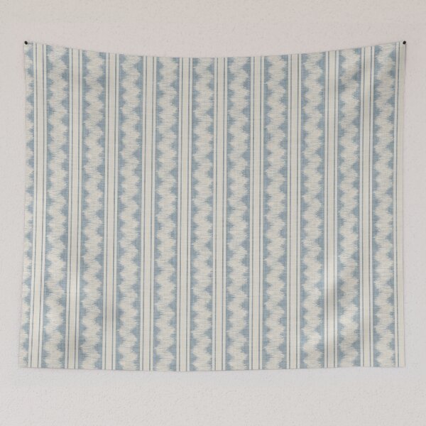 Item preview, Linear Ikat Zig Zag and Stripes with Linen Texture Dusty Cool Blue designed and sold by JasmineGDesigns.