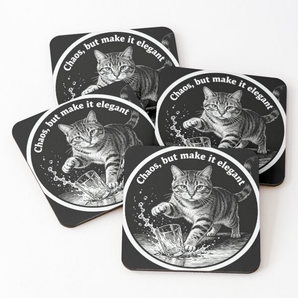 Item preview, Chaos but Make It Elegant Cat – Minimalist Vintage Engraved Art designed and sold by CatVibesStudio.