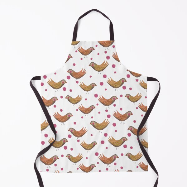 Item preview, Whimsical Birds & Pink Berry Dots on white designed and sold by phatlizzardart.