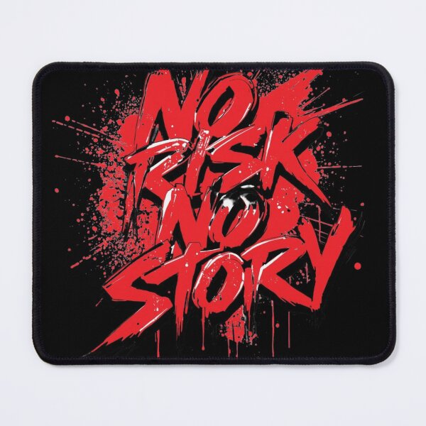 Item preview, No Risk No Story - Bold Red & White Distressed Street Art Typography designed and sold by PACS0011.