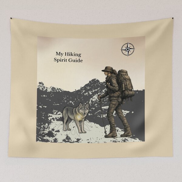 Item preview, Hiking Spirit Guide Wolf – GeoWild Wilderness Art designed and sold by GeoWild Designs.