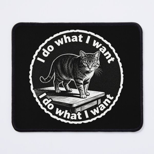 Item preview, I Do What I Want Cat – Minimalist Black and White Vintage Engraving Art designed and sold by CatVibesStudio.