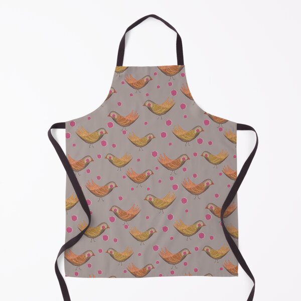 Item preview, Whimsical Birds & Pink Berry Dots on grey designed and sold by phatlizzardart.