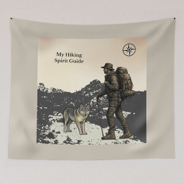 Item preview, Hiking Spirit Guide Wolf – GeoWild Wilderness Art designed and sold by GeoWild Designs.