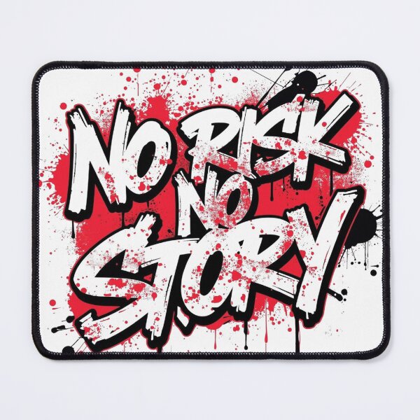 Item preview, No Risk No Story - Bold Red & White Distressed Street Art Typography designed and sold by PACS0011.