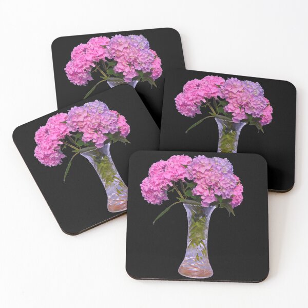 Item preview, Pink and purple hydrangeas in crystal vase designed and sold by hollycooper.