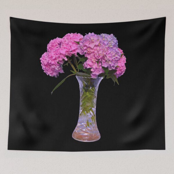 Item preview, Pink and purple hydrangeas in crystal vase designed and sold by hollycooper.