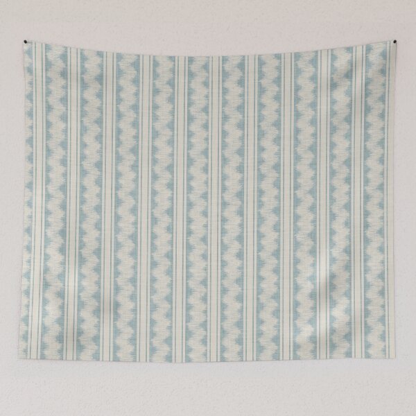 Item preview, Linear Ikat Zig Zag and Stripes with Linen Texture Turquoise Light Blue designed and sold by JasmineGDesigns.