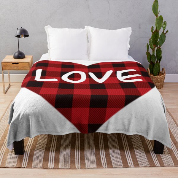 Item preview, Rustic valentine design, red and black buffalo plaid, Valentine “Love” Heart design designed and sold by hollycooper.