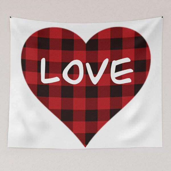 Item preview, Rustic valentine design, red and black buffalo plaid, Valentine “Love” Heart design  designed and sold by hollycooper.