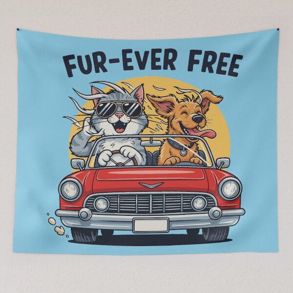 Item preview, Dog Cat Road Trip Convertible Car | Forever Free designed and sold by SillyPawsStudio.