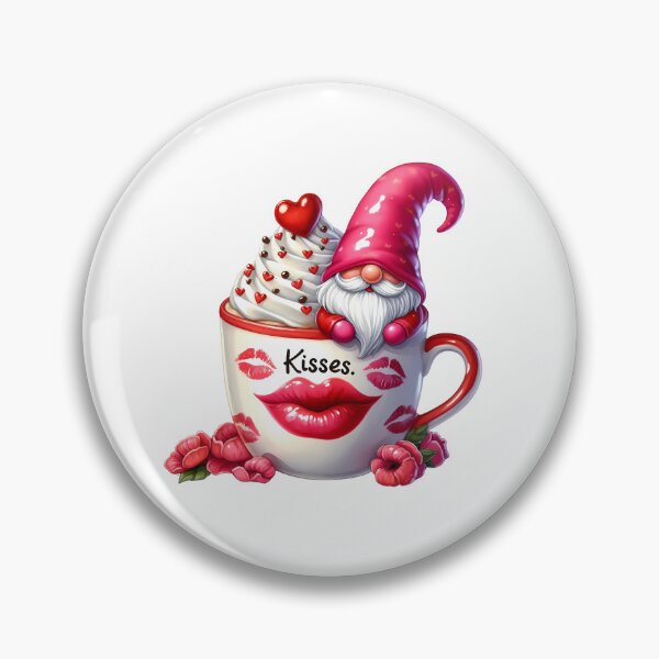 Item preview, Kisses and Love Valentine Pink Gnome - Cute Romantic Heart & Nordic Kiss Art designed and sold by FuzionRaptor.