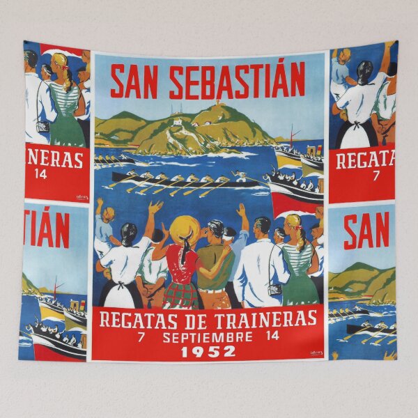 Item preview, Vintage Regatas de Traineras Poster | San Sebastián 1952 | Mid-Century Art | Basque Rowing Event | Vibrant Colors & Culture designed and sold by artofuniverse.