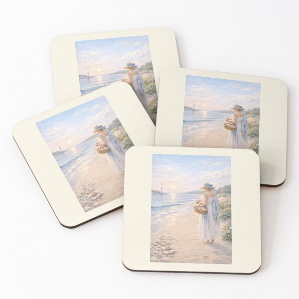 Item preview, Seashell Collector — Elegant Coastal Beach Scene designed and sold by Novel Works Studio.