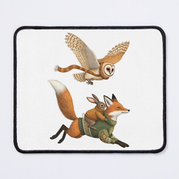 Item preview, Fox and Rabbit with Barn Owl Woodland Illustration designed and sold by TeeARTHY.