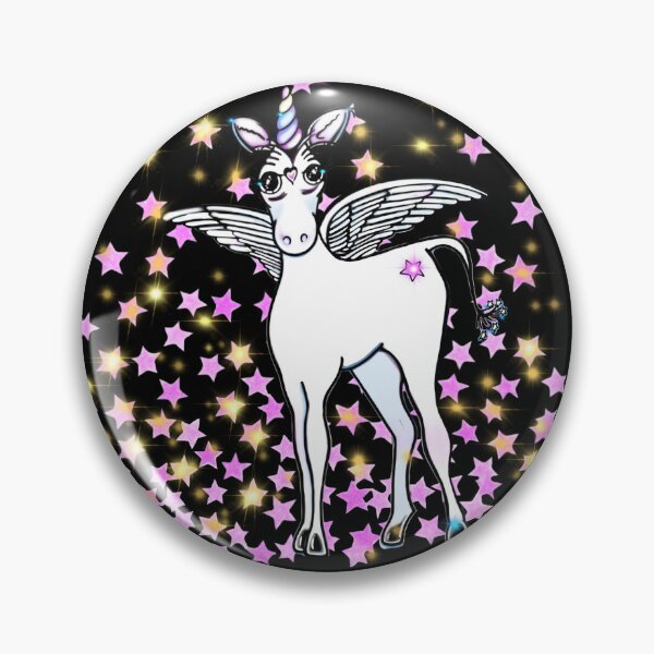 Item preview,  Flying winged unicorn with pink and gold sparkling stars designed and sold by hollycooper.