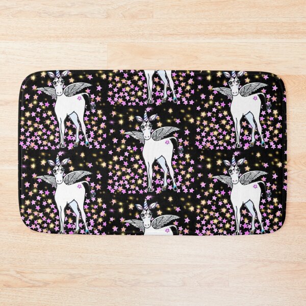 Item preview,  Flying winged unicorn with pink and gold sparkling stars designed and sold by hollycooper.