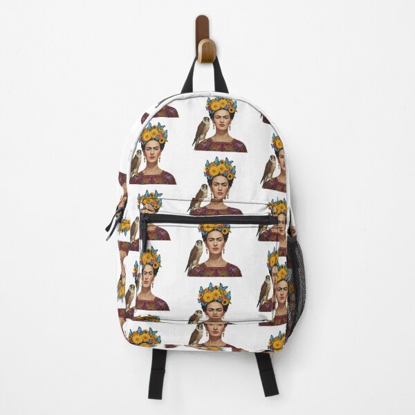Item preview, Frida Kahlo Inspired Portrait with Falcon and Blue Butterflies designed and sold by TeeARTHY.