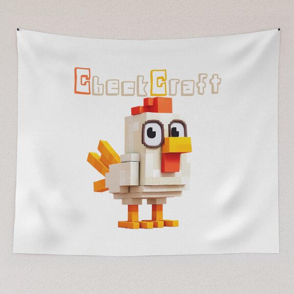 Item preview, CheckCraft Minecraft Chicken - Cute Pixel Lego Style Art Print designed and sold by DesignArtist.ia.