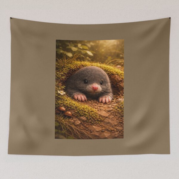 Artikelvorschau, Schüchternes Maulwurfstier im Wald | Niedlicher Wildtier-Kunstdruck entworfen und verkauft von GeoWild Designs.
