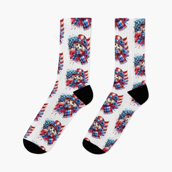 Item preview, Patriotic 4th of July USA Flag Dog - Proud American United States Puppy Art designed and sold by FuzionRaptor.