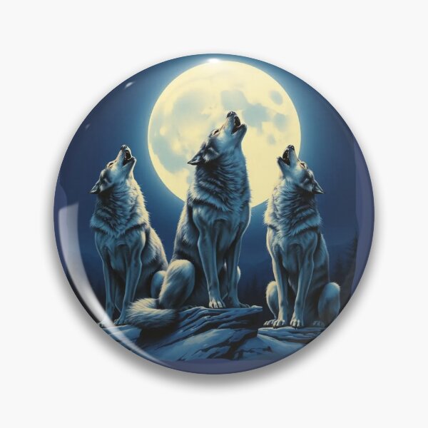 Item preview, Three Howling Wolves at Night With Full Moon designed and sold by MMPrintsDesign.