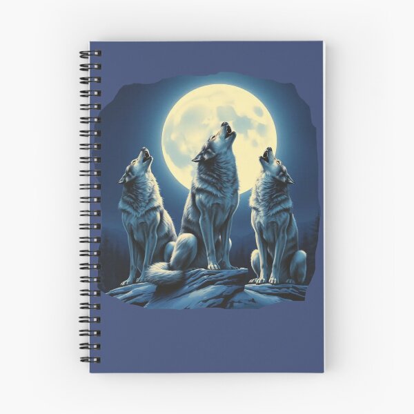 Item preview, Three Howling Wolves at Night With Full Moon designed and sold by MMPrintsDesign.