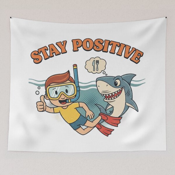 Item preview, Stay Positive – Retro Snorkeling Dark Humor Graphic 7 designed and sold by FlamaC.