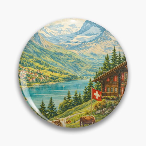 Artikelvorschau, Schweiz – Vintage-Reiseposter mit Alpenmotiven entworfen und verkauft von Dollette Heaven.