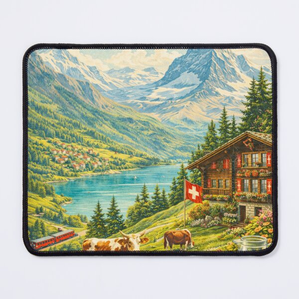 Item preview, Switzerland – Vintage Alpine Travel Poster Art designed and sold by Dollette Heaven.