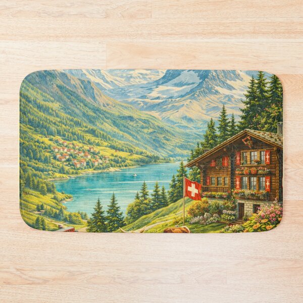 Item preview, Switzerland – Vintage Alpine Travel Poster Art designed and sold by Dollette Heaven.
