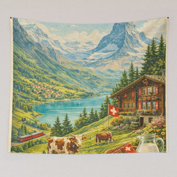 Artikelvorschau, Schweiz – Vintage-Reiseposter mit Alpenmotiven entworfen und verkauft von Dollette Heaven.