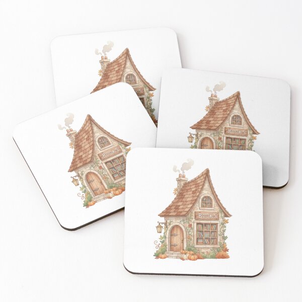 Item preview, Cozy Autumn Bookshop Cottage Watercolor designed and sold by MountainD.
