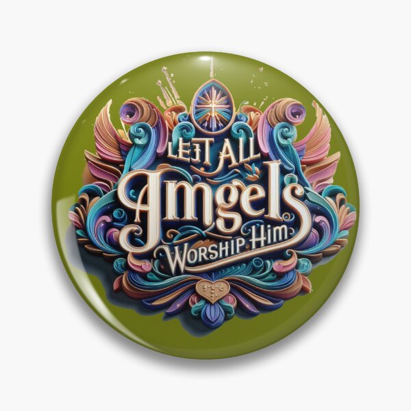 Item preview,  Hebrews 1:6 – Let All Angels Worship Him | Pretty 3D Pendragon Label  designed and sold by PaintMeWorld.