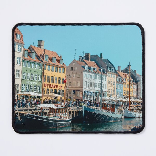 Item preview, Nyhavn Harbor Copenhagen Denmark – Colorful Waterfront Houses and Boats Travel Photography Print designed and sold by tiazre.