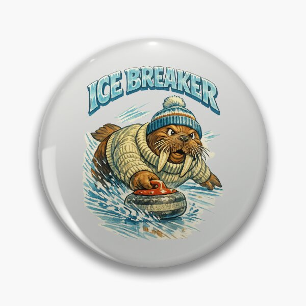 Item preview, Ice Breaker - Retro Curling Walrus designed and sold by DigitalGlade.