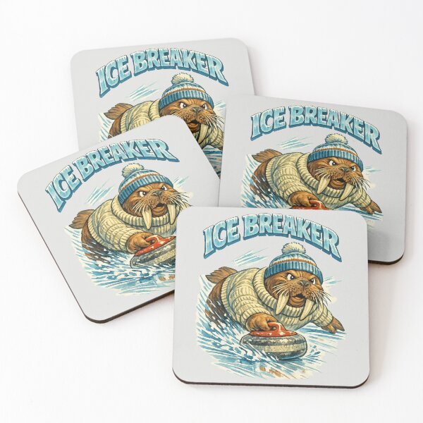 Item preview, Ice Breaker - Retro Curling Walrus designed and sold by DigitalGlade.