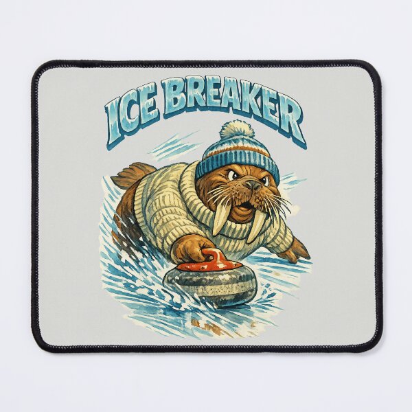 Item preview, Ice Breaker - Retro Curling Walrus designed and sold by DigitalGlade.